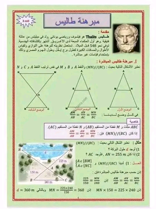 شرح مبرهنة طاليس 4 متوسط مبرهنة طاليس PDF نظرية تالس في المستقيمات المتوازية نظرية طاليس في المثلثات نظرية طالس 4 متوسط نظرية طاليس العكسية شرح درس مبرهنة طاليس للسنة الثالثة إعدادي