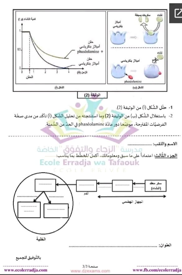 اختبار الفصل الأول في العلوم طبيعية للسنة اولى ثانوي مع الحل  اختبار الثلاثي الأول في العلوم طبيعية والحياة مواضيع الفصل الأول مع الحل